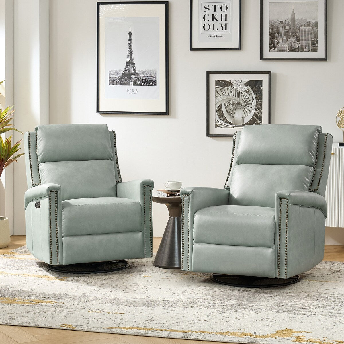 Tobias Traditional Swivel And Rocker Power Recliner Set of 2 by HULALA HOME
