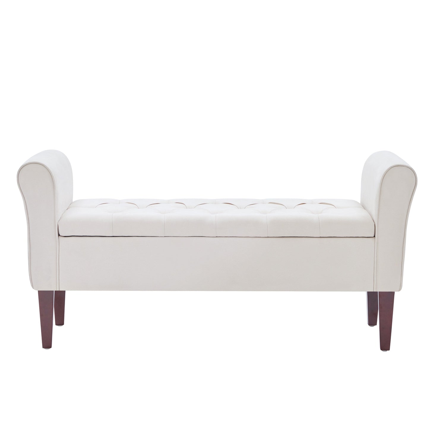 Upholstered Storage Bench Arm Bench Entryway Bench with Tufted Flip Top 50.4 Inches