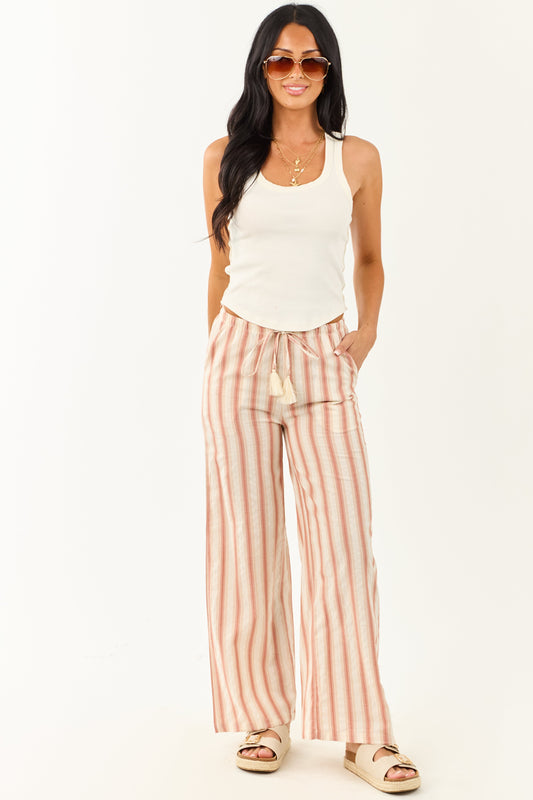 Vanilla Striped Lightweight Cotton Flowy Pants
