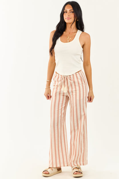 Vanilla Striped Lightweight Cotton Flowy Pants