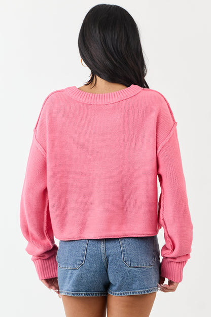 Watermelon Long Sleeve Relaxed Knit Sweater